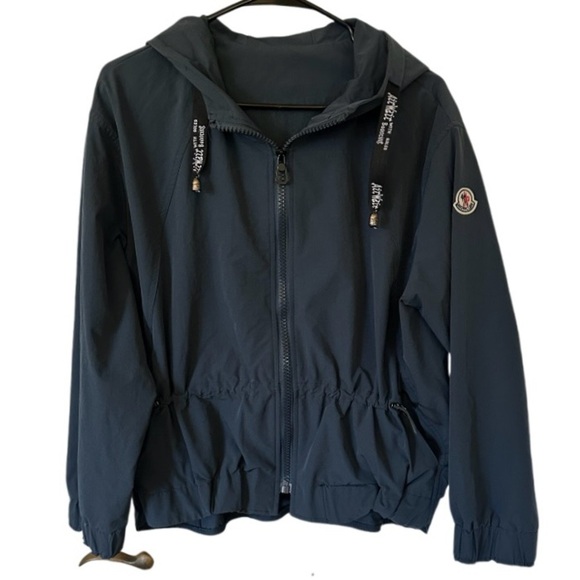 Zip-Up Hooded Woman’s Front Zip Lightweight Windbreaker Jacket,Navy Blue, Size M - Picture 2 of 13